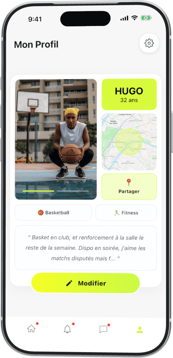 Écrans de l'application Athlnet